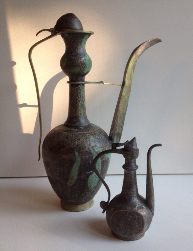 Hand Made Primitive Middle Eastern Vintage Coffee Pots