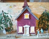 Rustic Country Church...miniature cabin...collectible....lightable house
