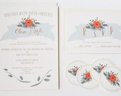 Custom Wedding Invitation Suite/ Set of 25-Mint and Gold