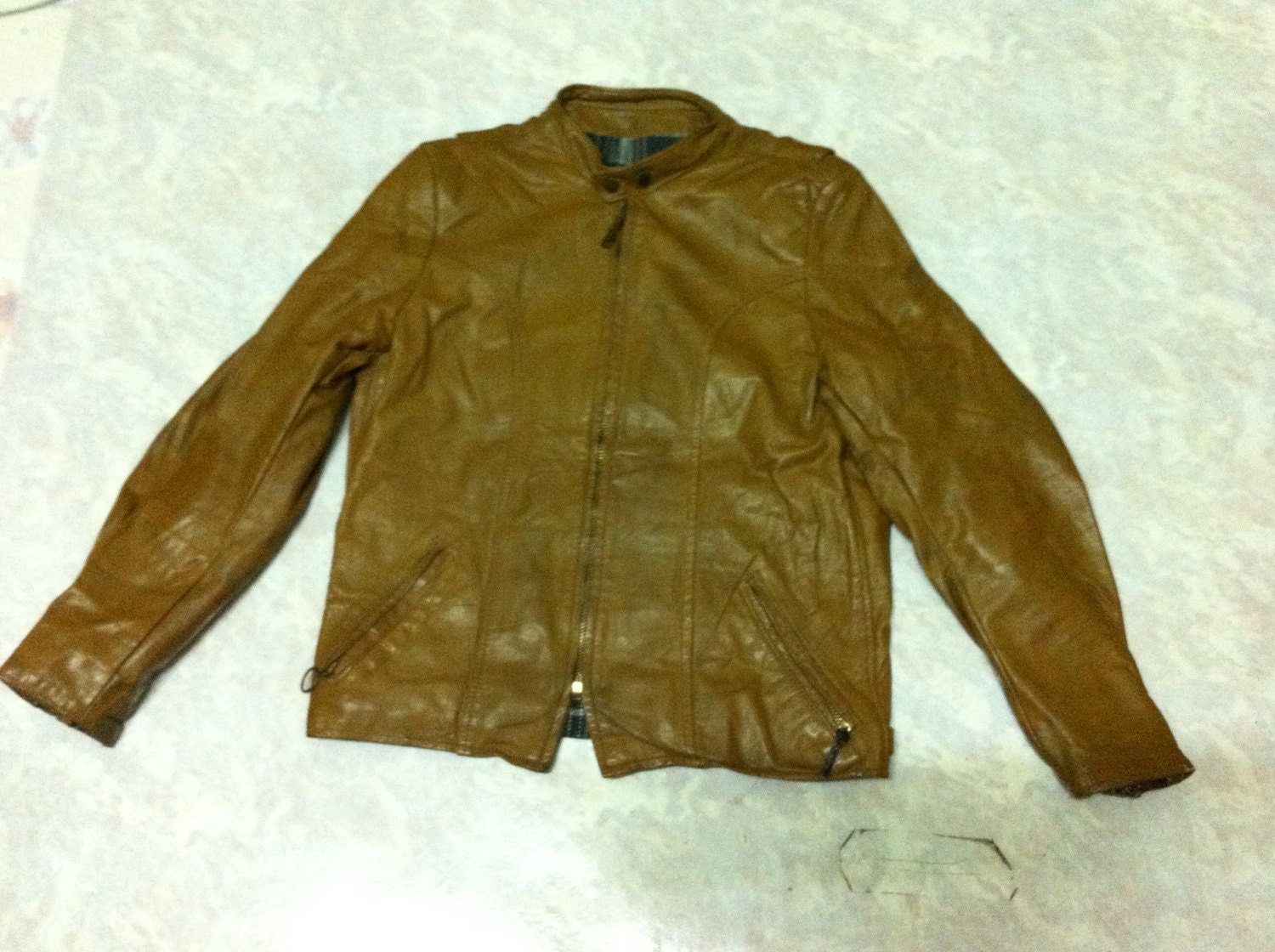 Stunning vintage BROOKS Perfecto Leather, Single Type,Cafe Racer Light brown Jacket , Motorcycle Biker USA Late 70's Excellent Condition