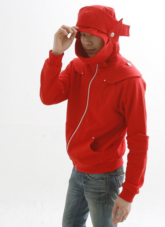 Red Knight Medieval Armor Man Hoodie(100% Handmade ) Made To Order