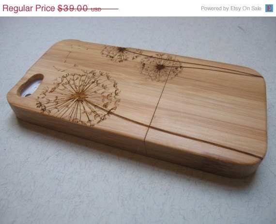 ON SALE Iphone 5 case - wooden cases bamboo, cherry and walnut wood - Dandelion