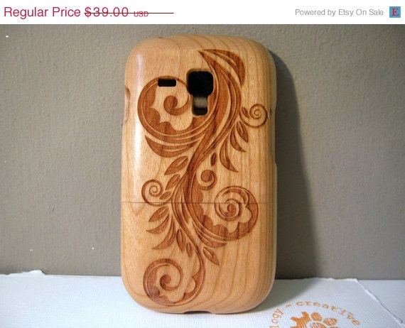 ON SALE Samsung Galaxy S3 Mini - wooden cases walnut / cherry or bamboo -  Flower