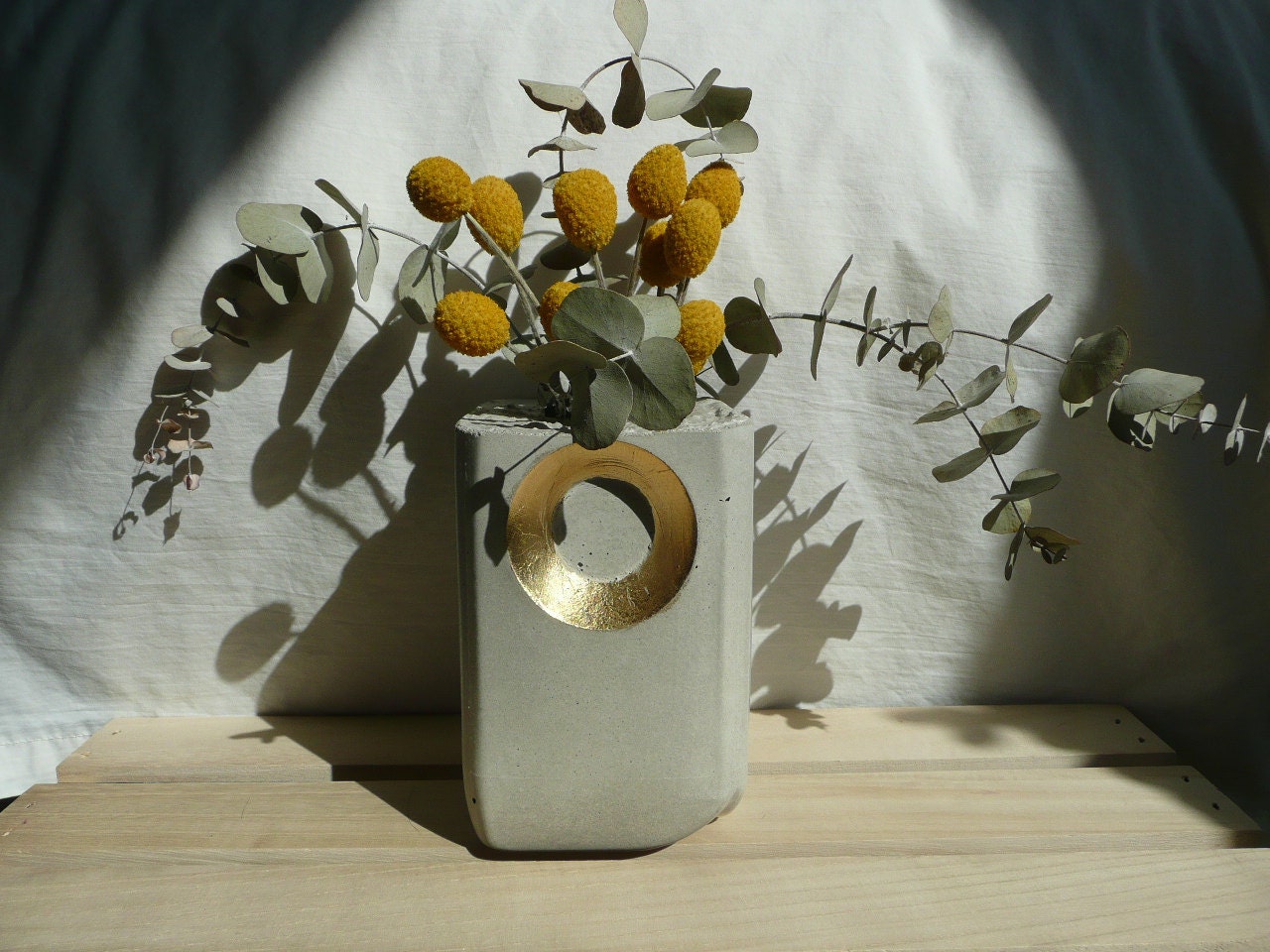 Concrete Vase (Gold Gilded Death Star)