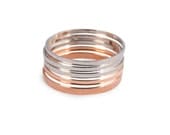 6 Above the Knuckle Rings - 3 rose gold rings and 3 chrome silver rings - set of 6 stackable midi rings