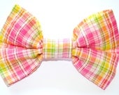 Pink and Green Plaid Hair Bow