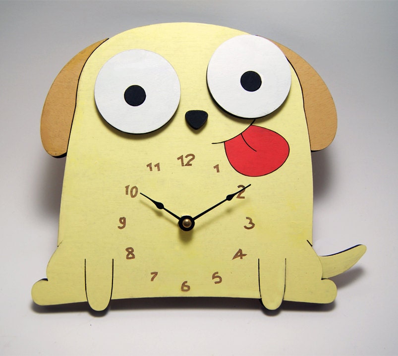 Summer Yellow Puppy Clock