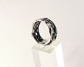 Organic Wedding Band, Sterling Silver Ring, Handmade, Metalwork, Gift for Men - LulyJewelry