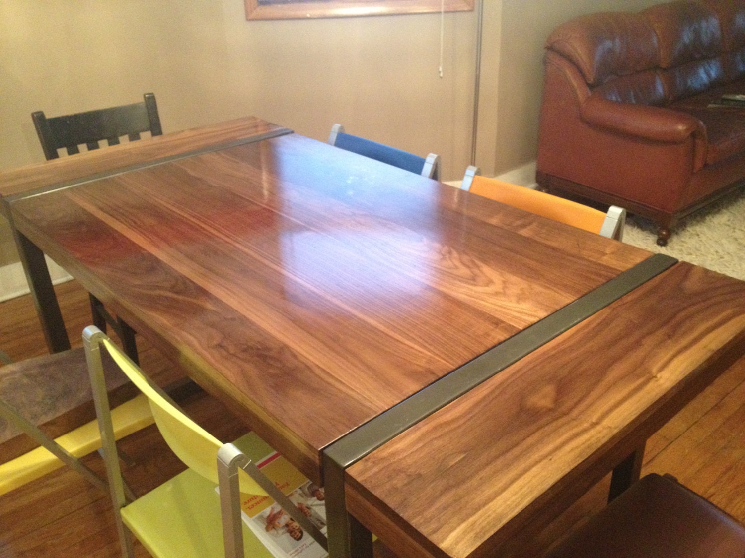 Black Walnut Dining Table with Steel Base