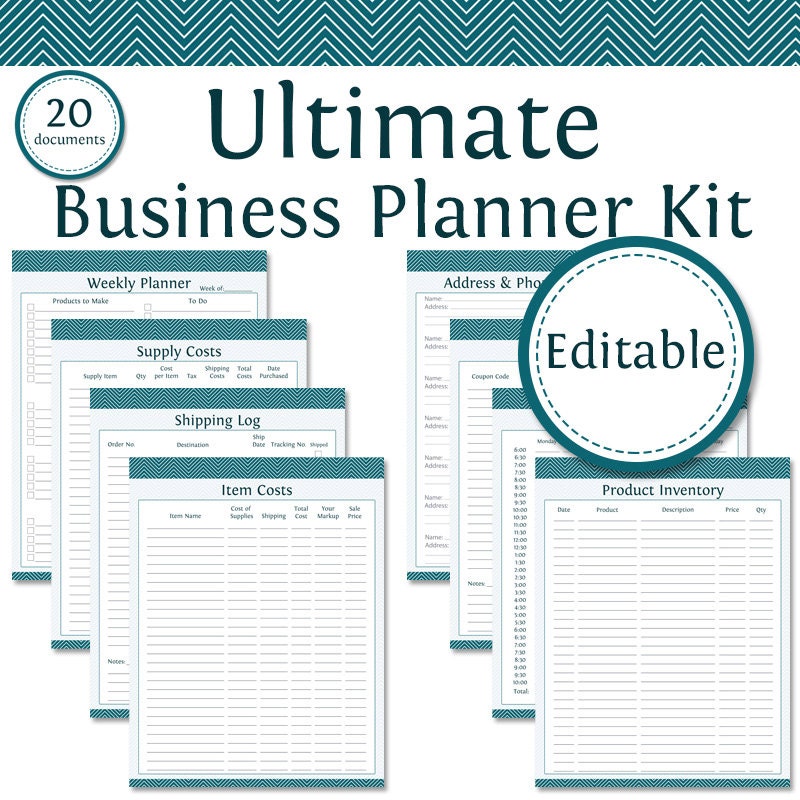Ultimate Business Planner Kit - Editable - Business Planner - Printable Organizational PDF - Bundled Kit (20 documents)
