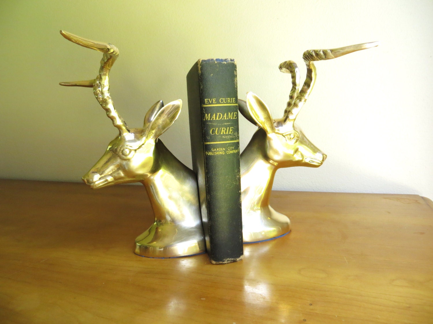 Vintage Brass Antelope Bookends, Hollywood Regency, Impala Bookends, Gazelle, Ram, Deer, Mid Century Bookends