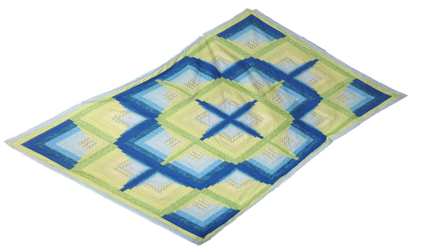 Handmade Queen/Full Log Cabin Pattern Custom Bed Quilt Made to Order