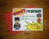 Batman & Robin Little Boy Superhero Comic Birthday Party Invitations with Treat Bags Bundle (set of 20)