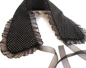 Black and white polka dot ruffle Peter Pan collar necklace