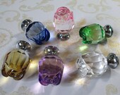 Glass Cabinet Knobs Rose / Shabby Chic Dresser Drawer Knobs Pulls Handles / Pink Red Amber Yellow Green Blue Purple Clear Furniture Knob