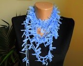 Crochet necklace.Baby  blue. Crochet chain  necklace. Neckwarmer. Infinity neckwarmer.