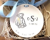 New Baby  Keepsake, monogram dish, CUSTOM plaque nursery, newborn gift, black and white gift, handmade pottery, GIFT BOXED, Made to Order