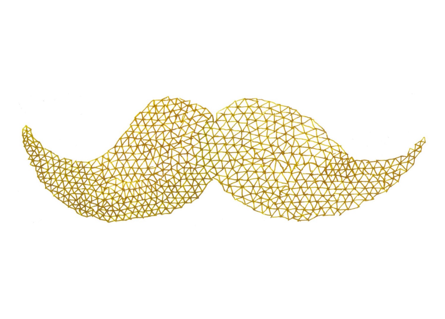 Moustache orange geometric linear illustration a4 digital print.indie geometric mustache print.ginger tashe pattern illustration.