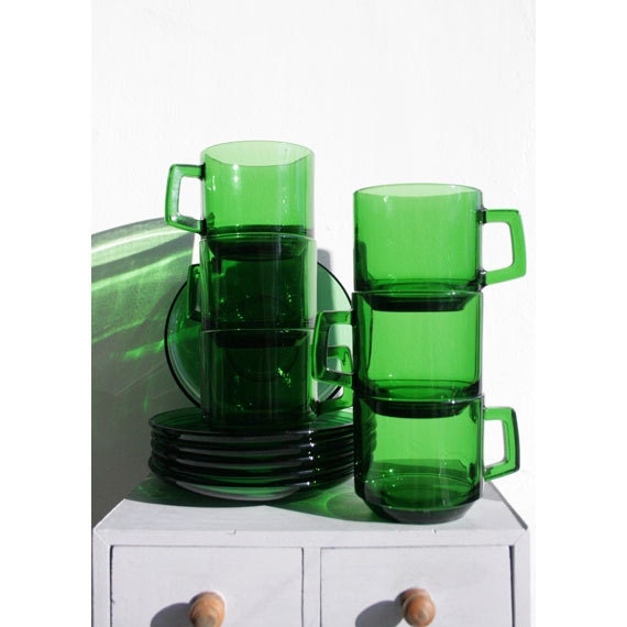 Spring greens-french modern glass espresso coffee set