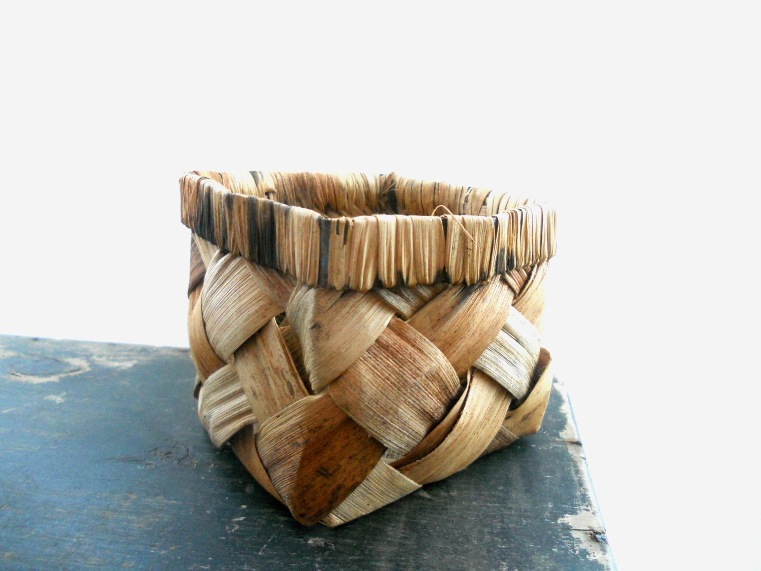Vintage wrack basket Woven Swedish basket Square basket Handmade Scandinavian design wicker Rustic kitchen home decor