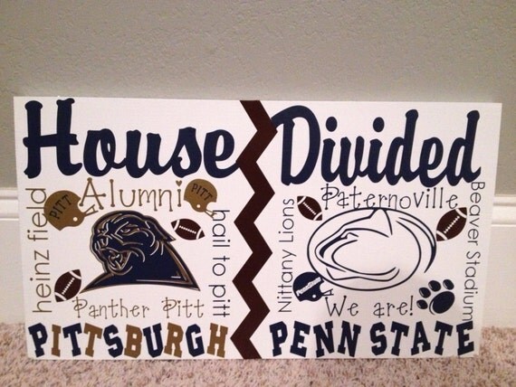 Items similar to House Divided Football Penn State/ Pittsburgh Sign on Etsy