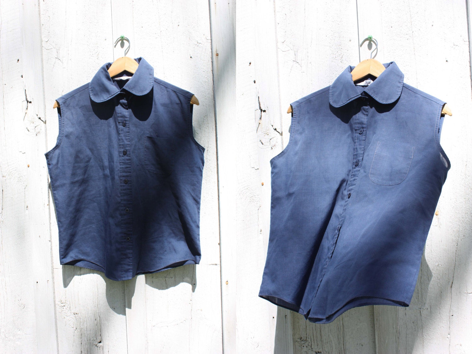 Vintage Blue Collared Button Down Shirt // Grants Permanent Press