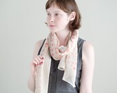 SMOKED PINK Eclectic Cotton Gauze Scarf, Hand Screen Printed Pastel Spring accessories