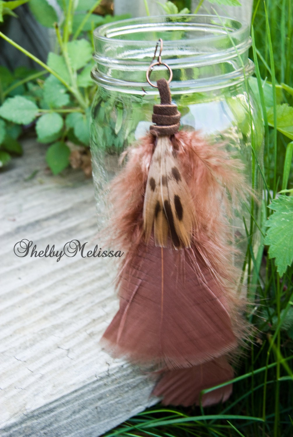 Red and Brown Feather Earring