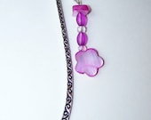 ON SALE Book Mark Beaded Bookmark Pink Glass Flowers