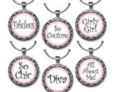 Girls Night, Wine Charms, Girl Friends, Wine Charms, BFF Wine Charms, Handmade Wine Charms, Pink & Black, Gift, Entertaining Under 15