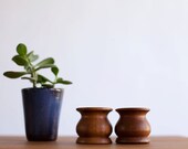 Vintage Teak Salt and Pepper Shakers - Pair