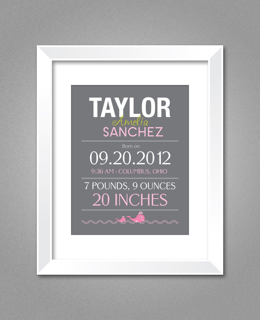 Buy announcements gifts invitations - Birth Announcement, Custom Nursery Wall Art, Baby name, Baby Shower Gift, Baptism Gift