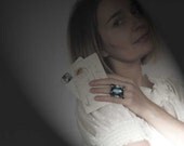 Statement BLUE ROMANTIC Ring, Unique Valentine Gft, Adjustable Love Ring, Handmade Art Jewelry,  ring by MARIAELA, one of a kind