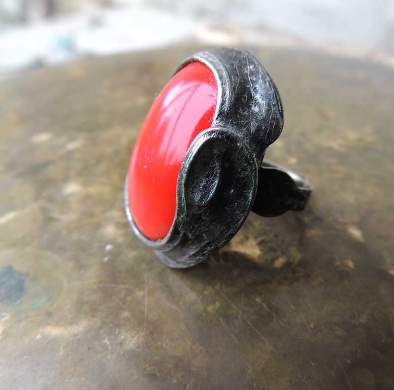 RED statement ring, red ring, cocktail ring, Adjustable Ring,  MARIAELA, red, gold, nostalgia