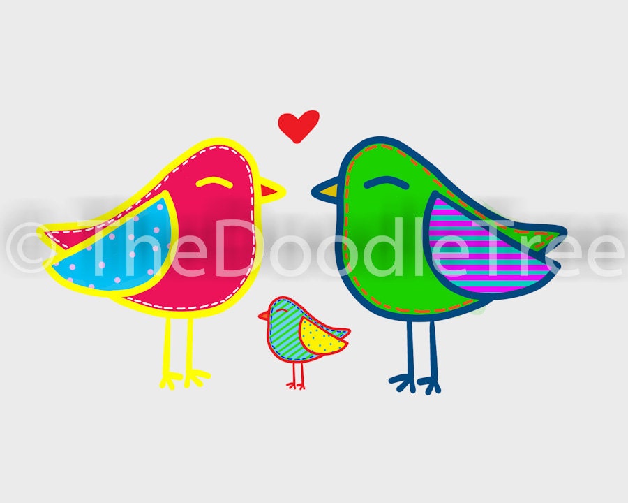 Bird Family 8X10 Print (semi-gloss paper)