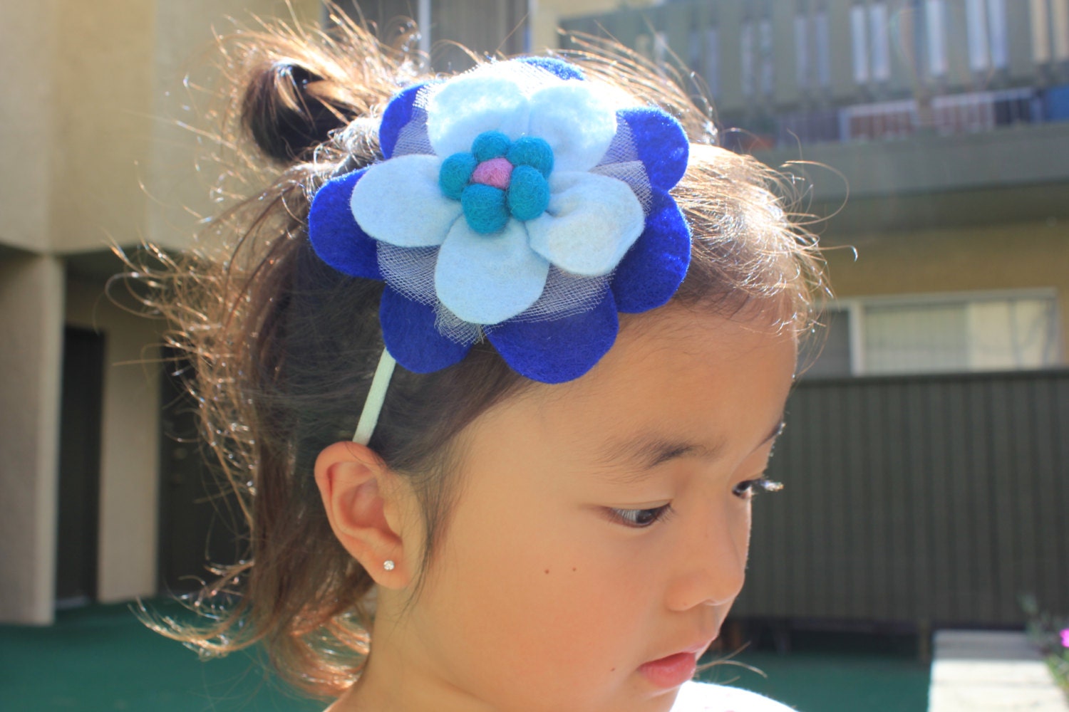 Handmade hair accessory Felt&Lace  Flower Headband - Artmoderncolor / Toddler to Adult sizes