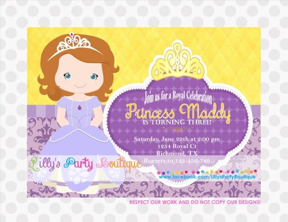 Princess Sofia Inspired Birthday Invitations Il_570xn