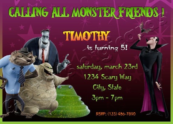 Hotel Transylvania Monsters Party Invitation by gloriasdigicards on Etsy Il_570xn