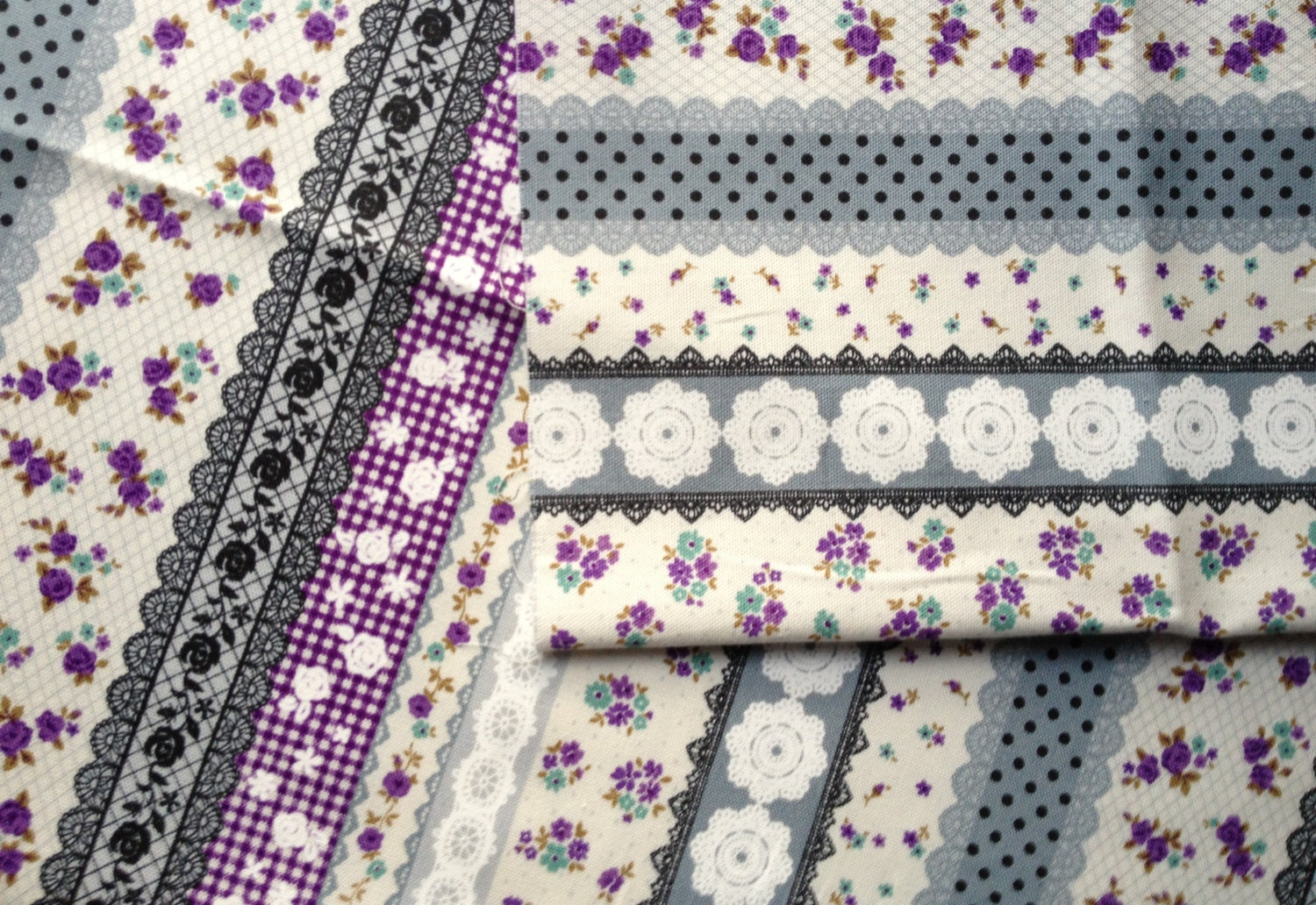 Blue Floral and Lace Washi Tape Fat Quarter