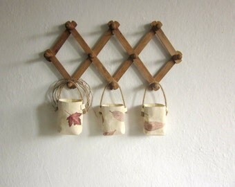Handprinted cotton ,Fabric basket .wall hanging , Organizers , set of 2