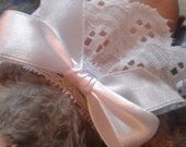 handmade wedding party birthday everyday fabric feather lace cuff pink bow