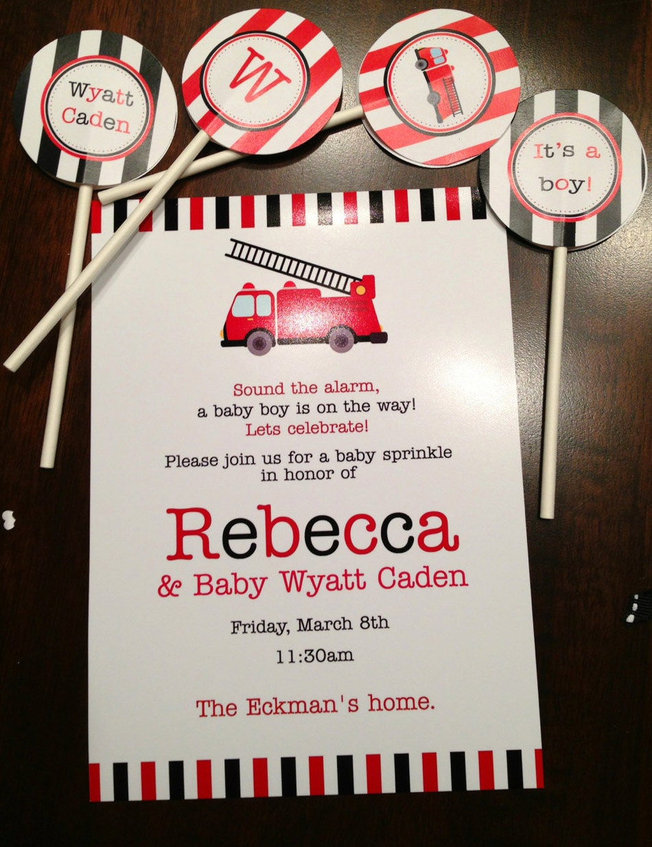 Fire Fighter Party  - Personalized Fire Engine Party Invitation