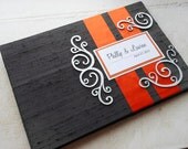Orange Gray and Silver Wedding Guest Book with Swirl Embellishments (made to order) - EnvelopeGuestBooks Orange Gray and Silver Wedding Guest Book with Swirl Embellishments (made to order) - EnvelopeGuestBooks