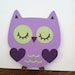 Valentine Owls - Bright Green and Purple - Set of (5) 5" Diecuts