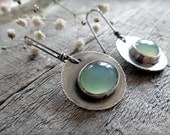 Greenish Blue Chalcedony Dangle Earrings-Sterling Silver ONE OF A KIND / Eco-Friendly /Rustic /Unique