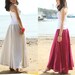 women's Linen cotton Maxi Dress Sundress Day dress black red grey beige skirt flax Sexy Casual big Pleat Pleated skirt Long Maxi Skirt qz54