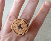 Upcycled Champagne Cork Ring featuring four pointed star