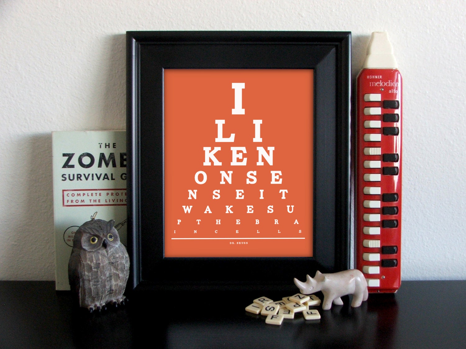 Dr. Seuss Eye Chart, I Like Nonsense It Wakes Up The Brain Cells, 8 x 10 Giclee Print BUY 2 GET 1 FREE