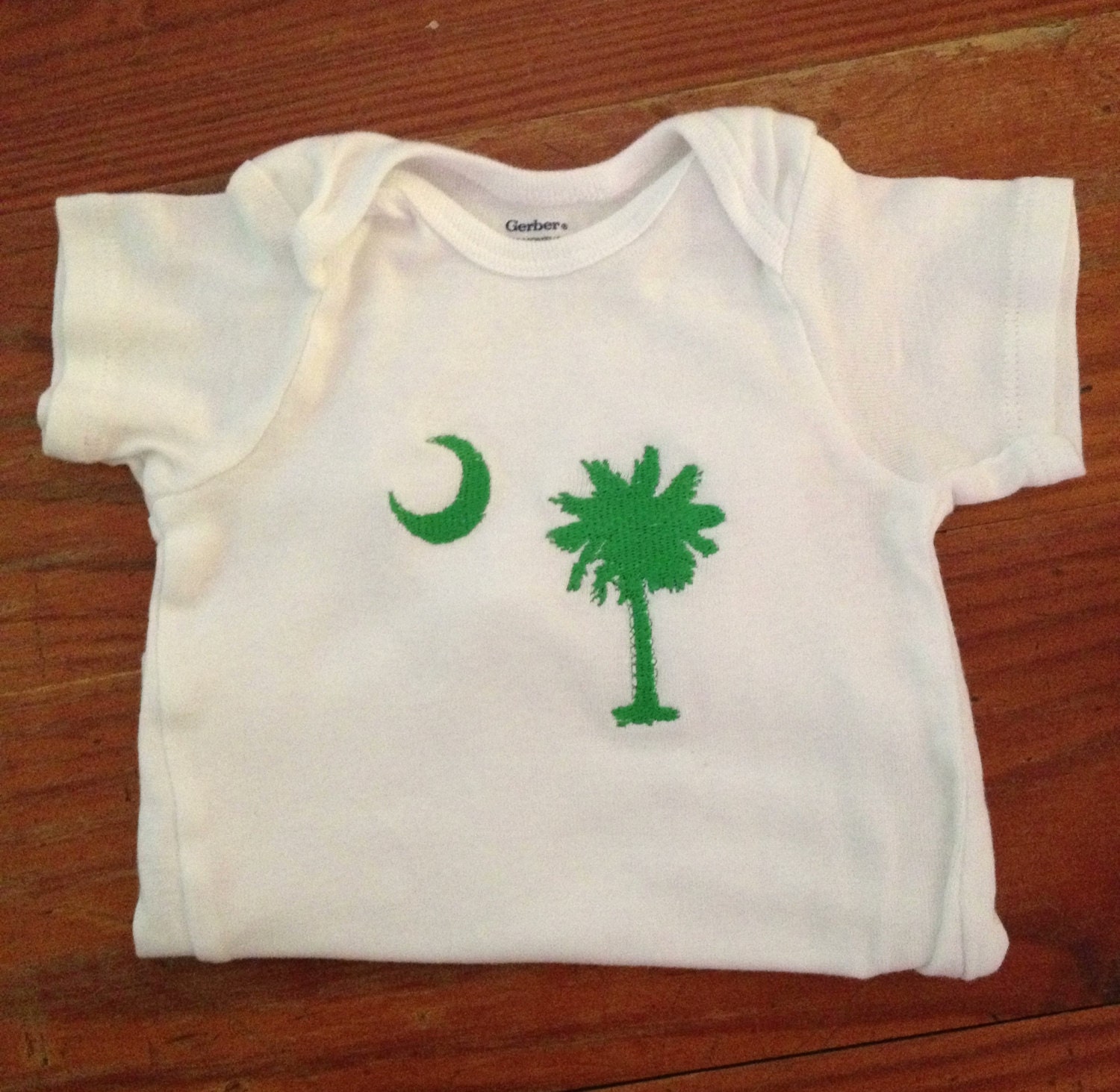 Embroidered SC Palmetto Tree and Crescent Moon Onesie