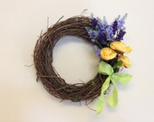 Spring Flower Wreath with Ranunculus and Lavender